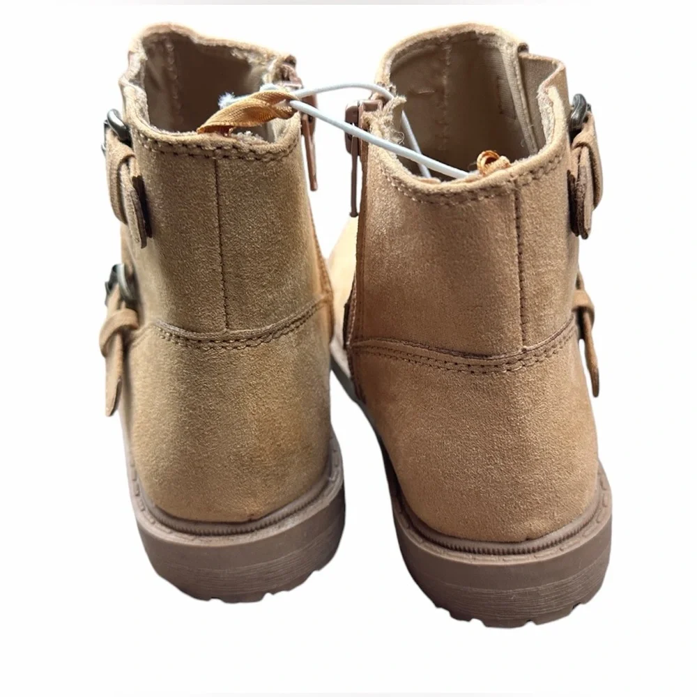 Old Navy Kids Tan Suede Ankle Boots with Buckle Detail